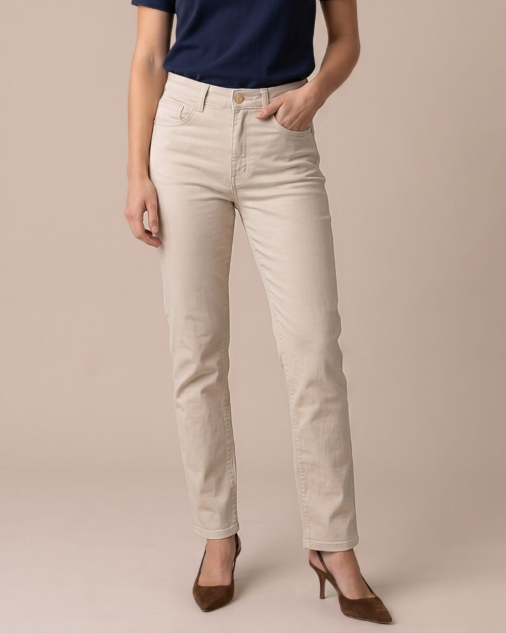 JEANS DRILL RECTO REBECA - rebeca beige, 32